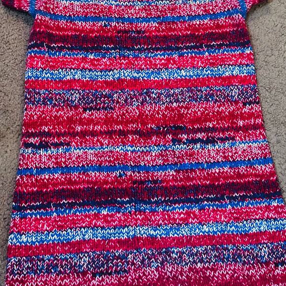 TORY BURCH RED BLUE PIMA COTON Short Sleeved Shift Style Comfort Always SMALL - Picture 2 of 10